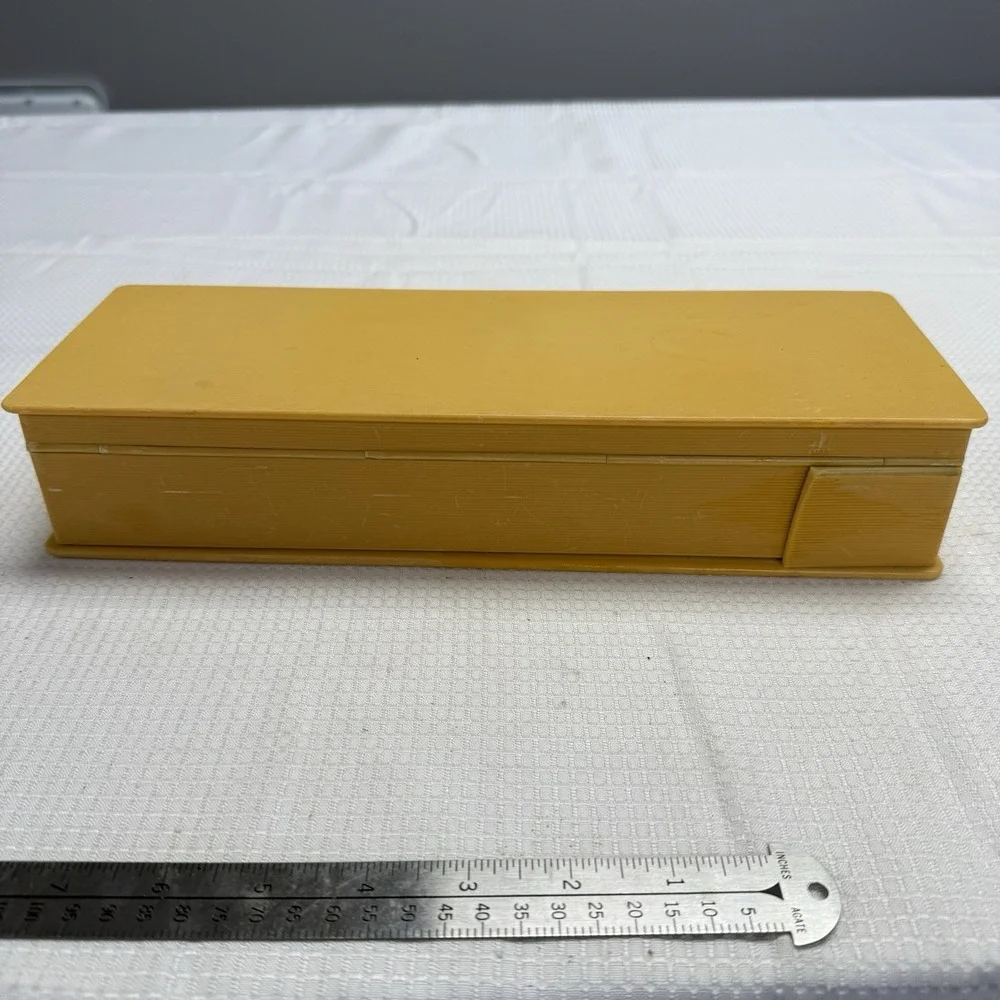 Vintage French Ivory Celluloid Vanity Set Brush Pick Toothbrush Box Set Bathroom